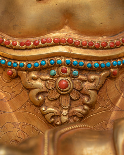 24K Gold-Gilded Green Tara Statue | Traditional Nepalese Buddhist Art