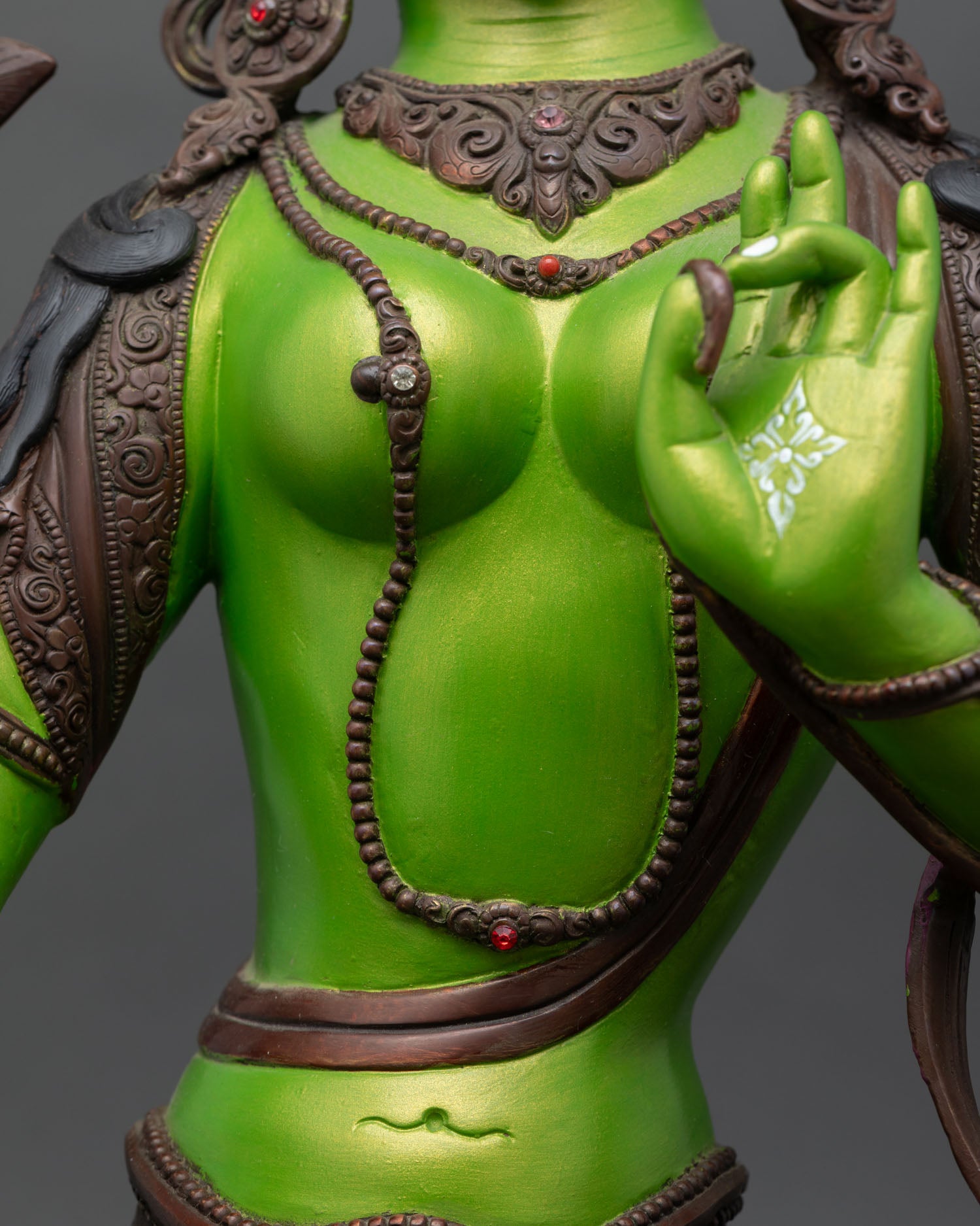 Vibrant Green Tara Statue | Goddess of Compassion Figurine