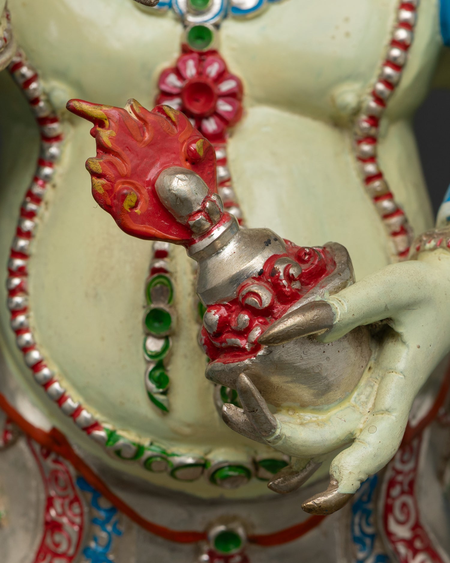 Hand-Painted White Mahakala Statue – Remover of Financial Obstacles