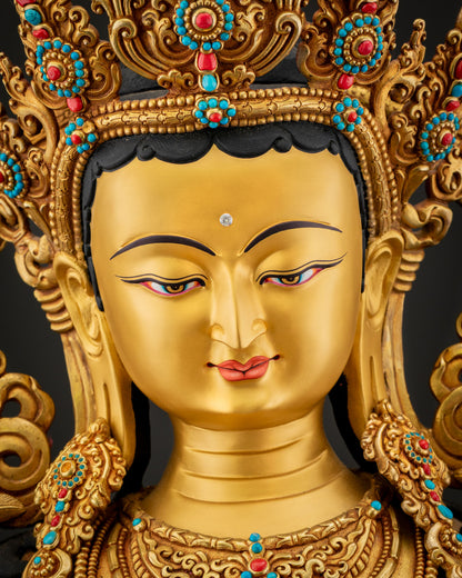 Large-Sized Green Tara Statue | Traditional Newari Craftsmanship