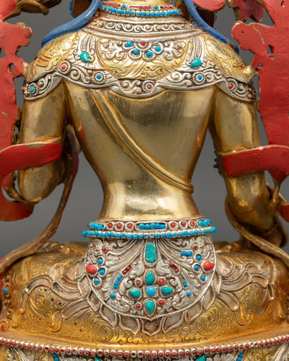 Seven-Eyed Drolma Karpo Statue | Handcrafted Longevity Deity Figurine