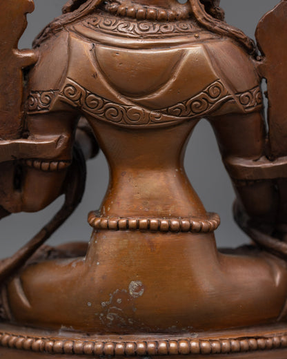 Serene White Tara Statue | Oxidized Copper Buddhist Idol for Healing