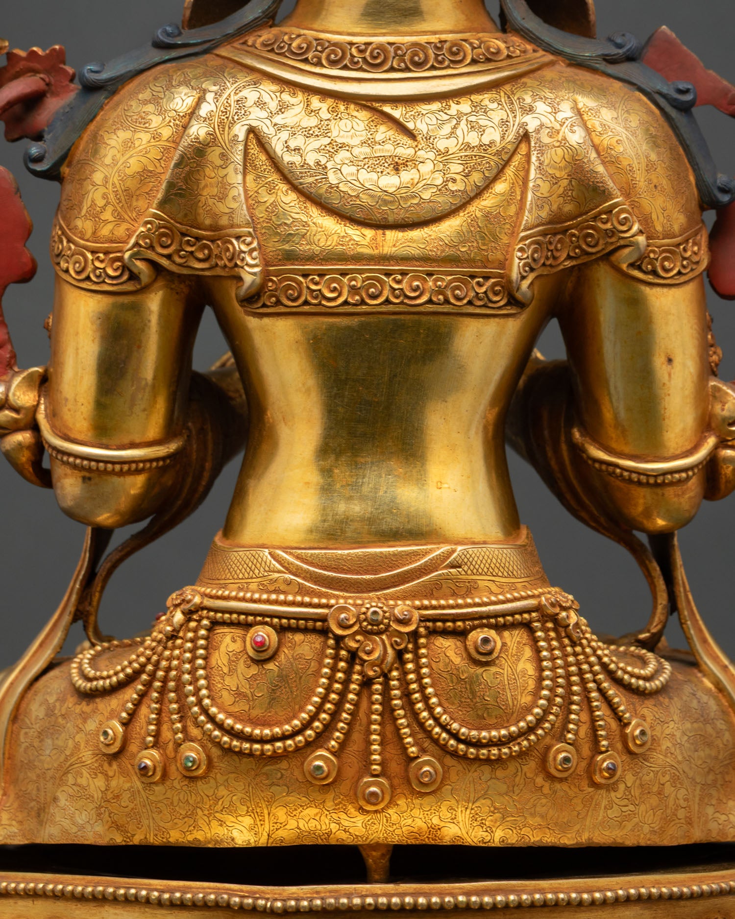Buddhist Manjushri Statue | Fully Gold Fire-Gilded Copper Sculpture