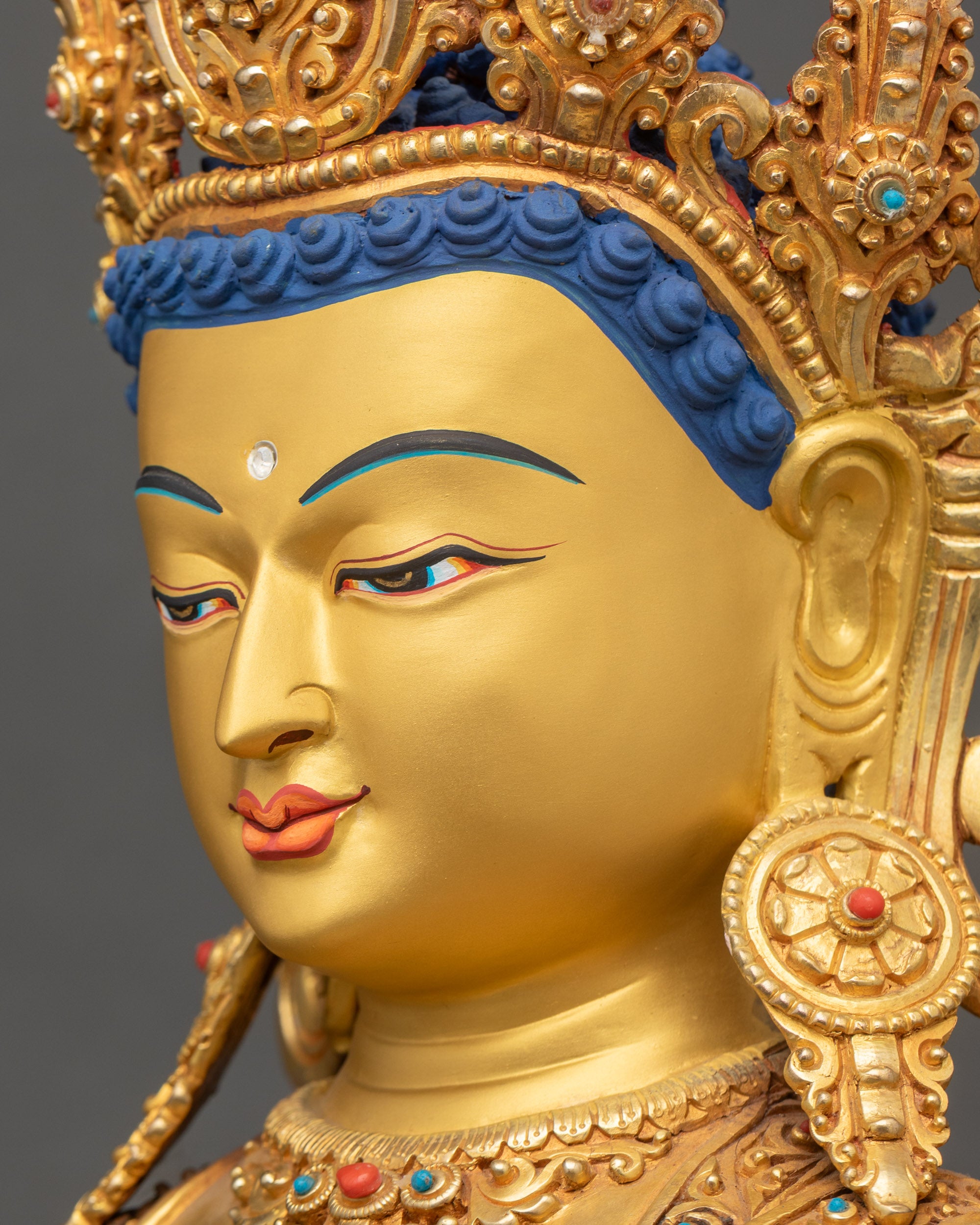 Crowned Shakyamuni Buddha Statue | Enlightened Buddha Figurine