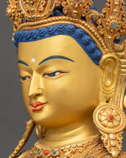 Crowned Shakyamuni Buddha Statue | Enlightened Buddha Figurine