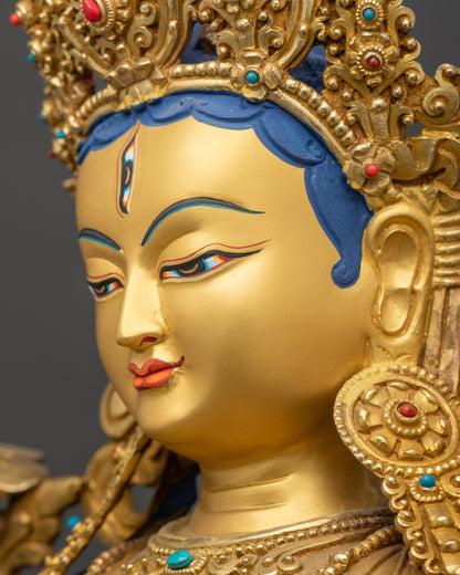 Handcrafted White Tara Sculpture for Spiritual Protection and Healing