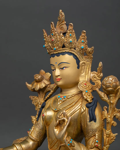 Green Tara Statue | Handmade Buddhist Compassion Deity