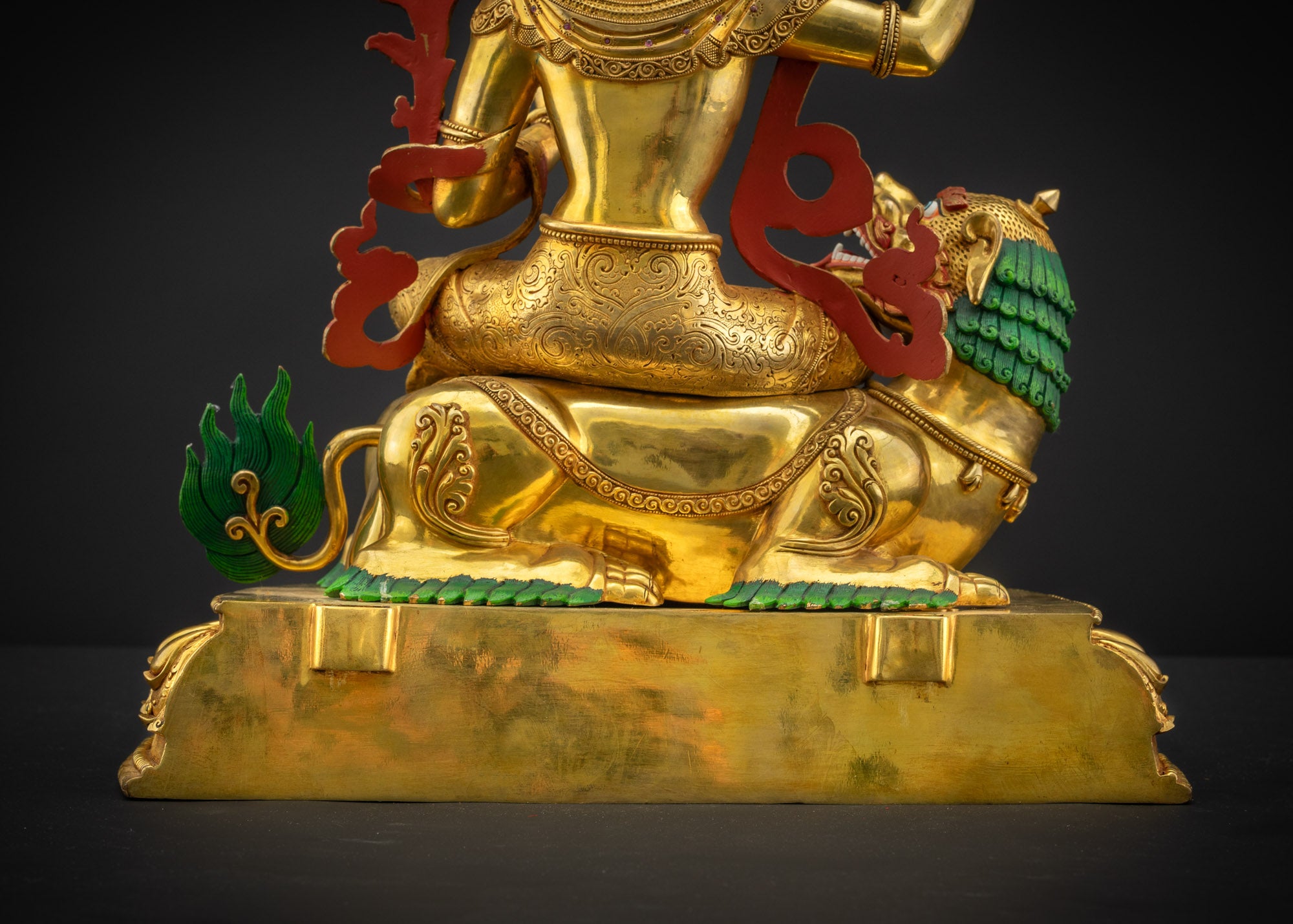 Handicrafted Simhada Manjushri Statue | Fearless Bodhisattva of Wisdom