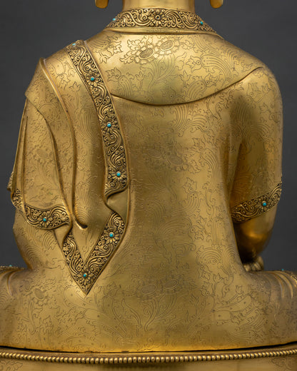 Buddha Shakyamuni Statue | Fully Gold Fire-Gilded Copper Sculpture