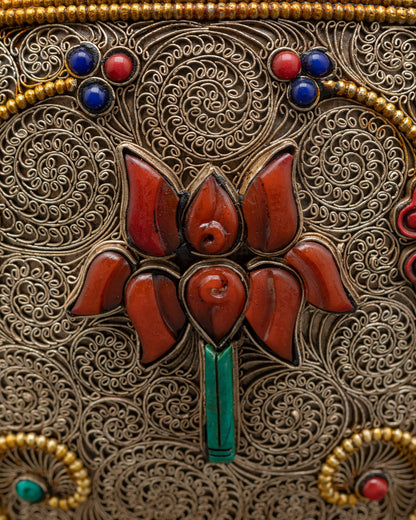 Symbolic Auspicious Rice Pot | Traditional Nepalese Buddhist Pot