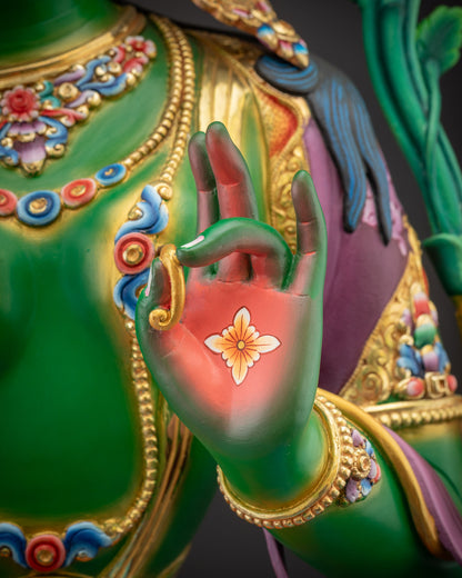 Blessed Green Tara Seated in Throne | Traditional handicraft Nepalese Statue