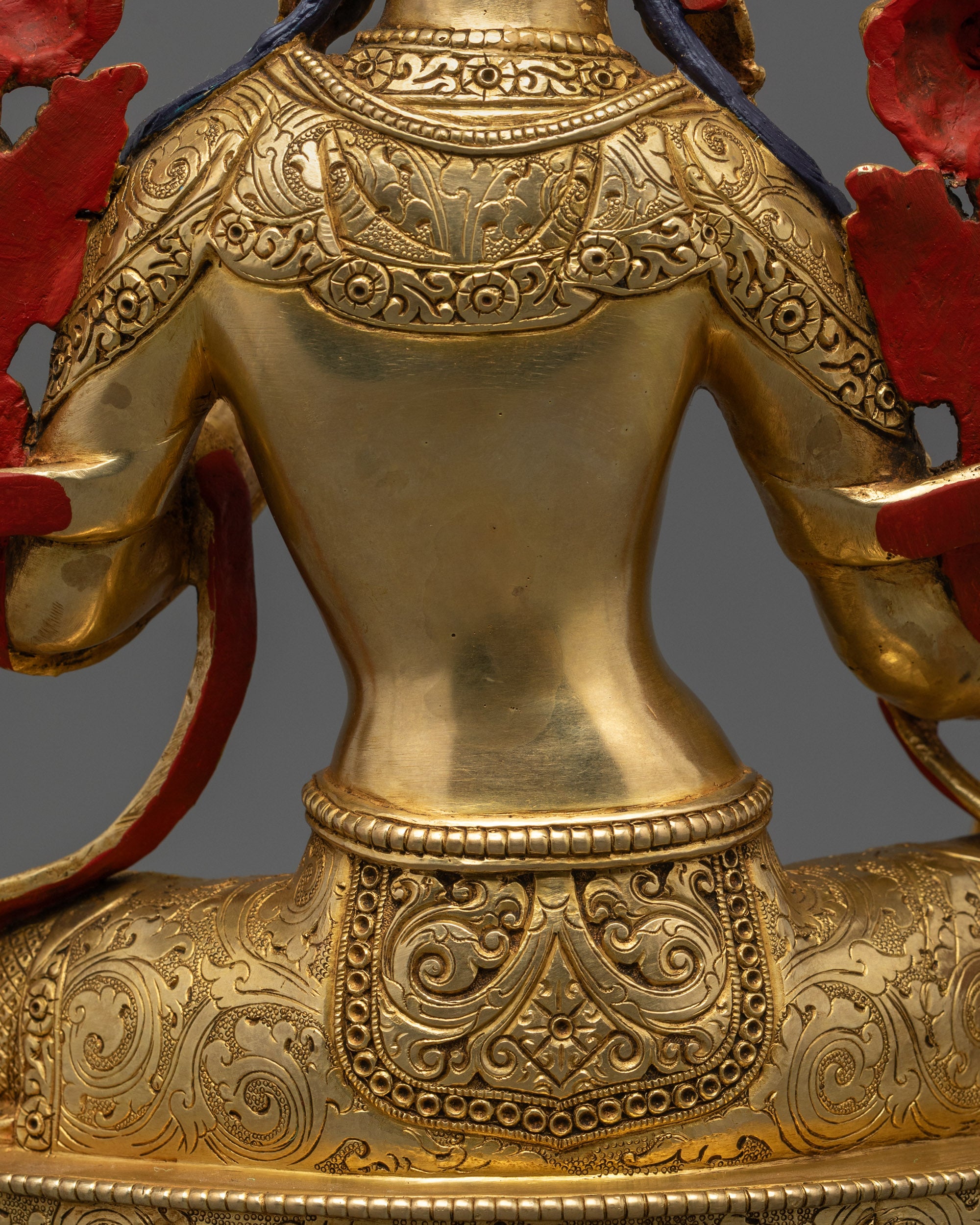 Handcrafted Statue of Divine Green Tara | 24K Gold Face of Mother Tara
