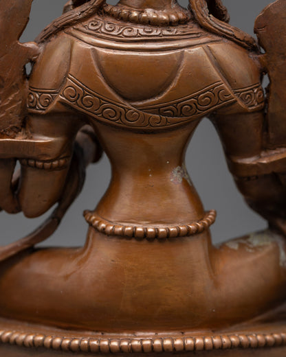 Oxidized Copper Green Tara Statue | Handcrafted Buddhist Sculpture