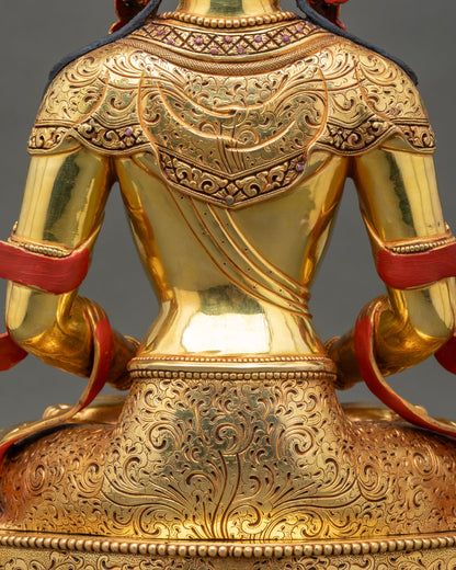 Tibetan Amitayus Sculpture | Nepalese Lost-Wax Casted Artwork