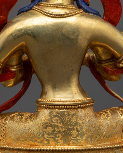 Gold-Gilded Kurukulla Statue | Red Tara Buddhist Goddess of Attraction