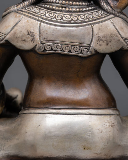 Yellow Dzambhala Statue for Fortune | Oxidized Copper Sculpture