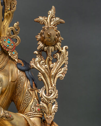 Large-Sized Green Tara Statue | Traditional Lost Wax Buddhist Art