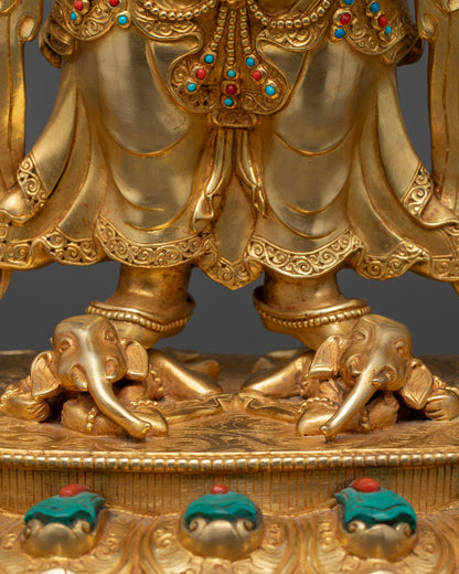Wrathful White Six-Armed Mahakala Sculpture | Buddhist Guardian Statue