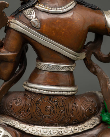 Oxidized Copper Simhanada Manjushri Statue | Roaring Wisdom Deity