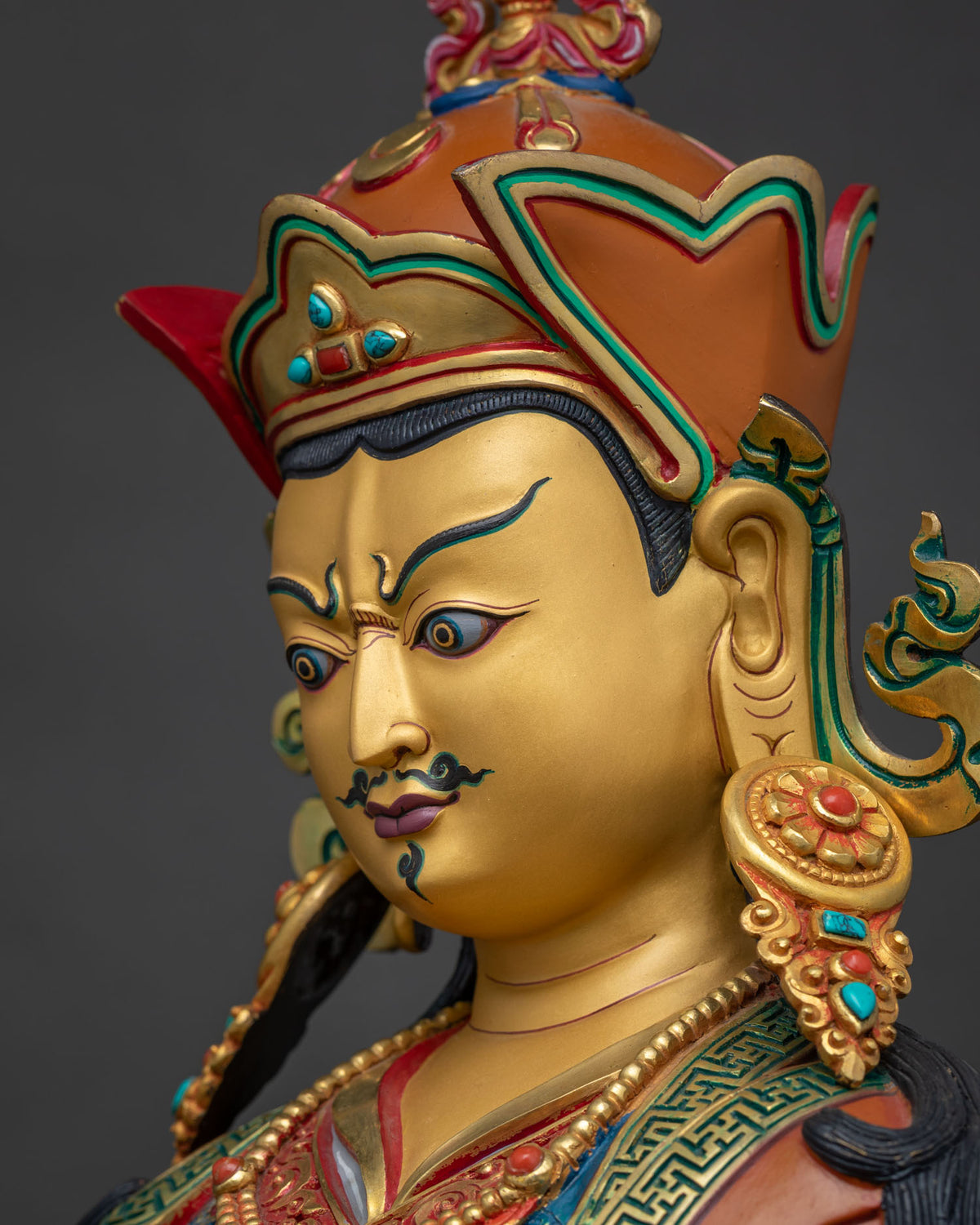 Guru Rinpoche Statue (50cm) | Hand-Painted Buddhist Copper Sculpture