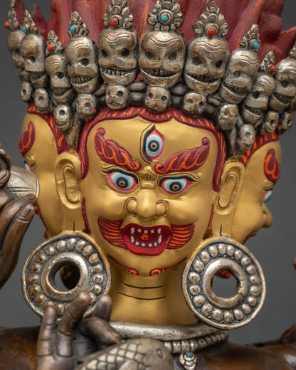 14-armed Mahakala Yab-Yum Statue | Tantric Manifestation of Mahakala