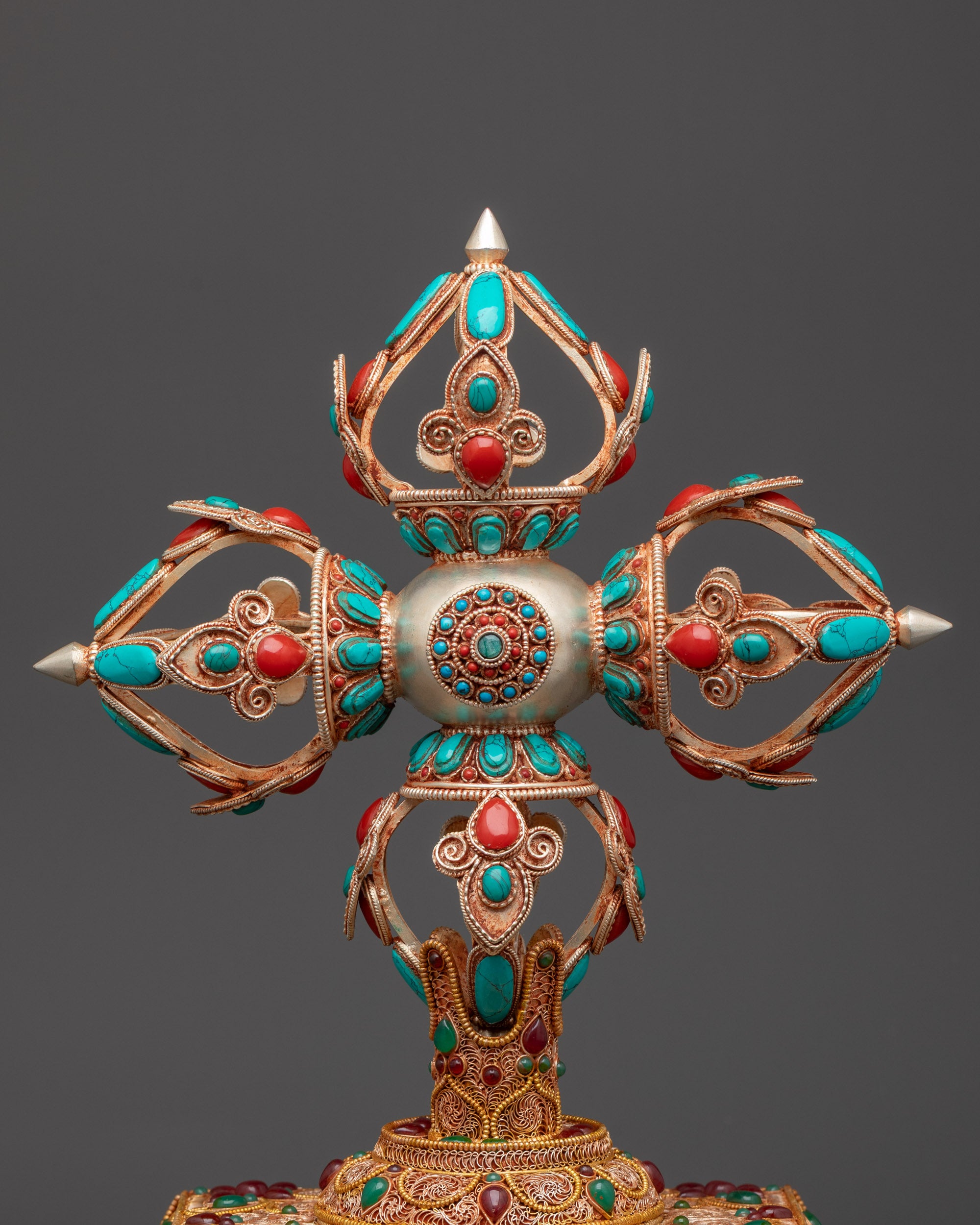 13" Enthroned Bishwo Vajra | Handcrafted Nepalese Ritual Artifact