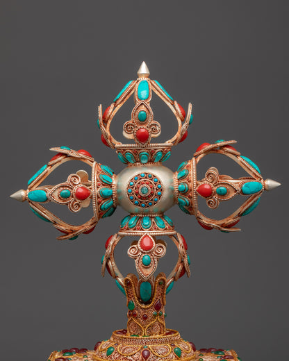 13" Enthroned Bishwo Vajra | Handcrafted Nepalese Ritual Artifact