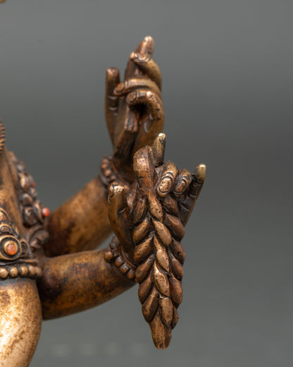 Six-Armed Vasudhara Statue | Oxidized Copper & Bronze Sculpture