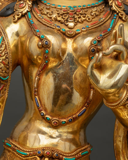 Green Tara Buddhist Statue | Traditional Newari Craftsmanship