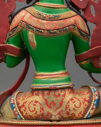 Handmade Green Tara Statue from Nepal | Lost Wax Cased Buddhist Idol