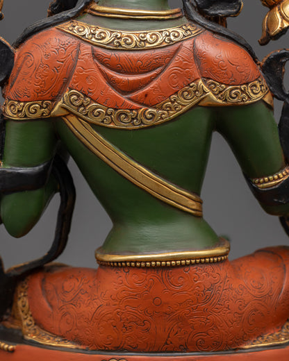 Vibrant Meditative Green Tara Sculpture | Meditation and Spiritual Decor