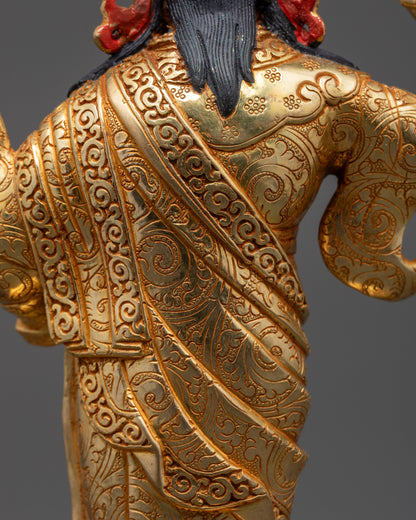 13" Golden Standing Guru Rinpoche Sculpture | Handcrafted Buddhist Idol