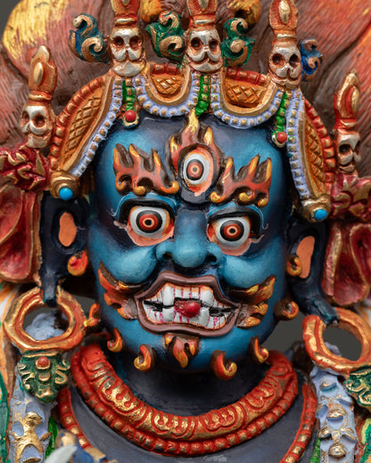 Six Arm Mahakala Statue | Authentic Tibetan Protector Artwork
