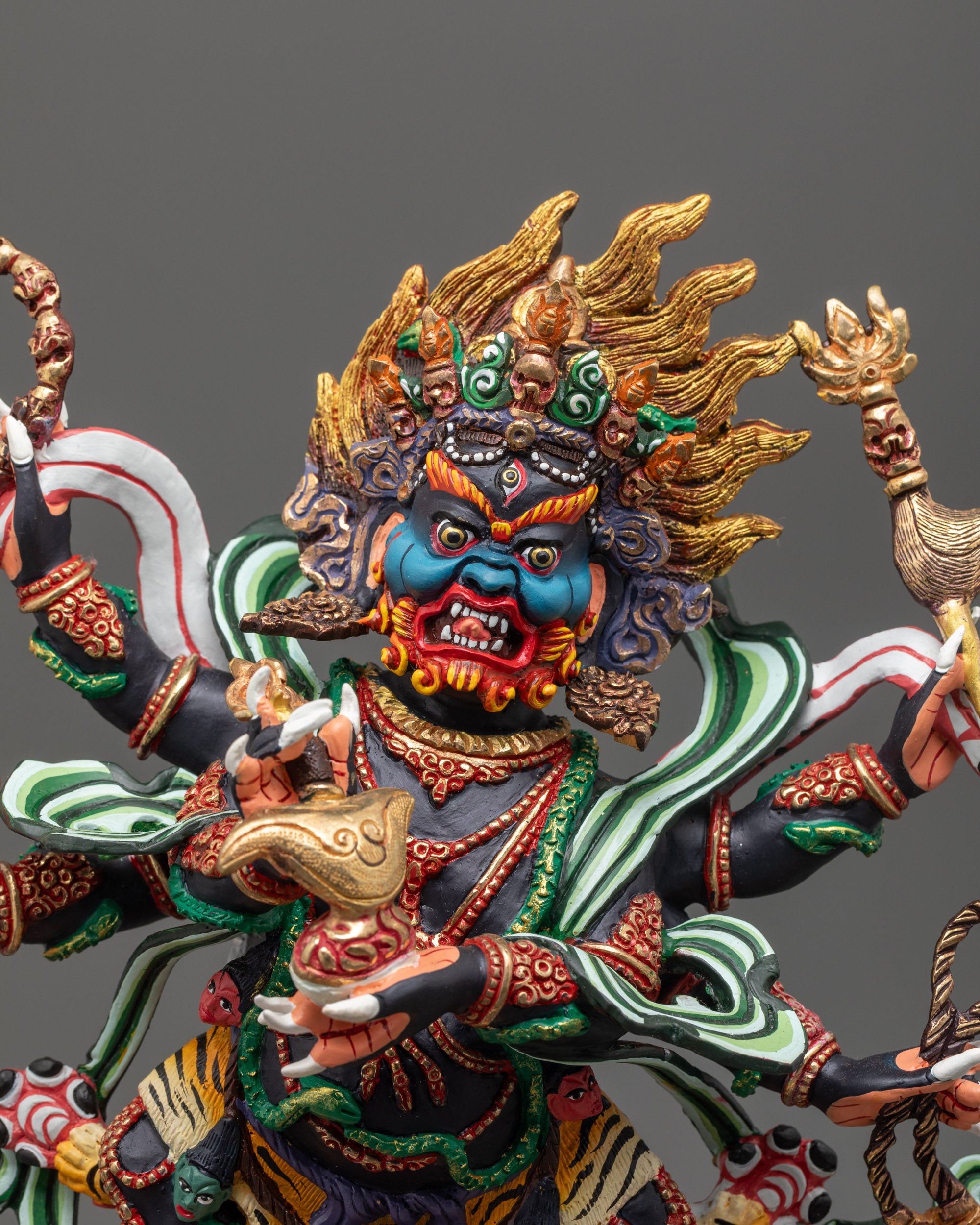 Fierce Six-Armed Mahakala Statue | Himalayan Buddhist Deity