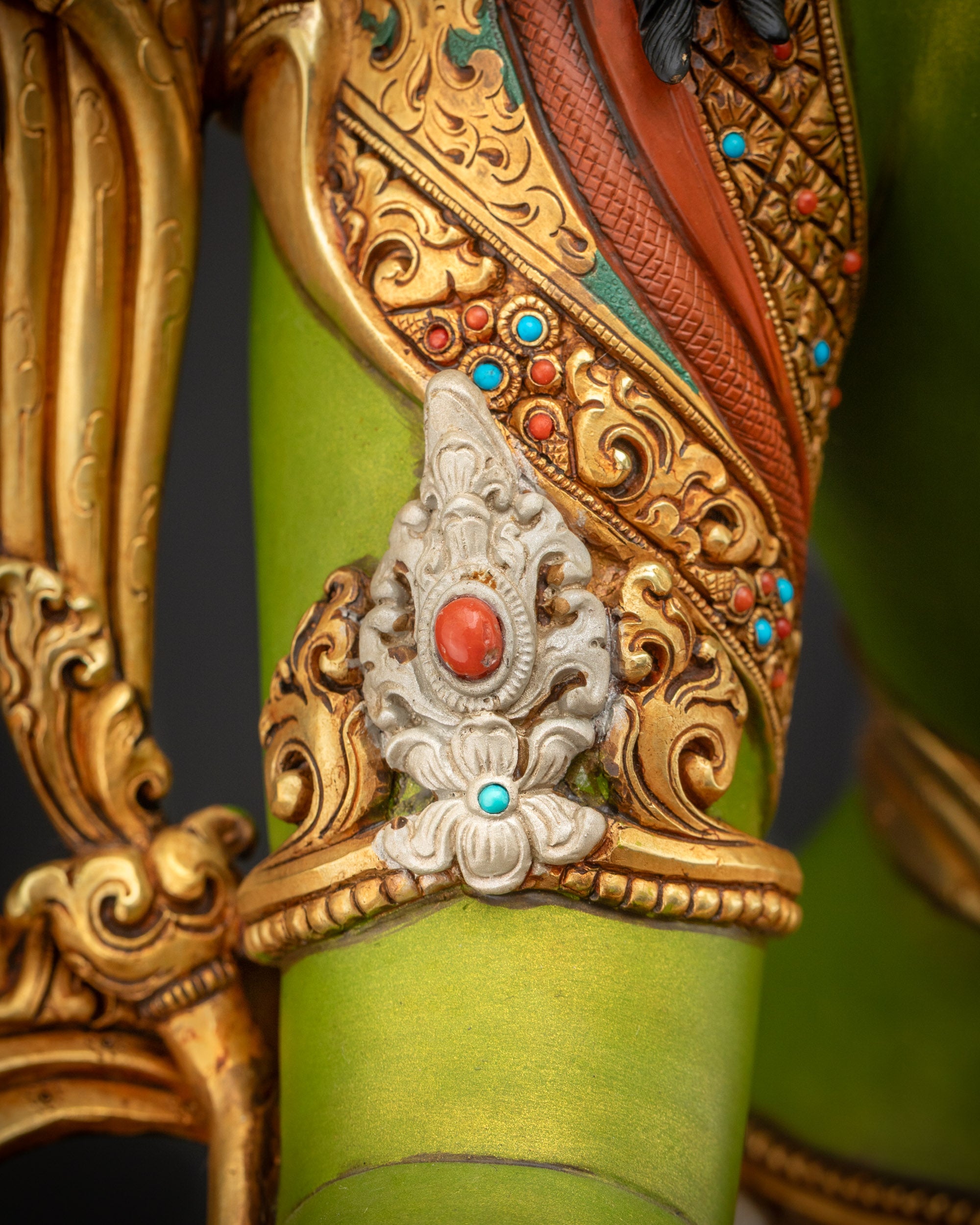 Compassionate Green Tara Statue | Hand-Painted Masterpiece Sculpture