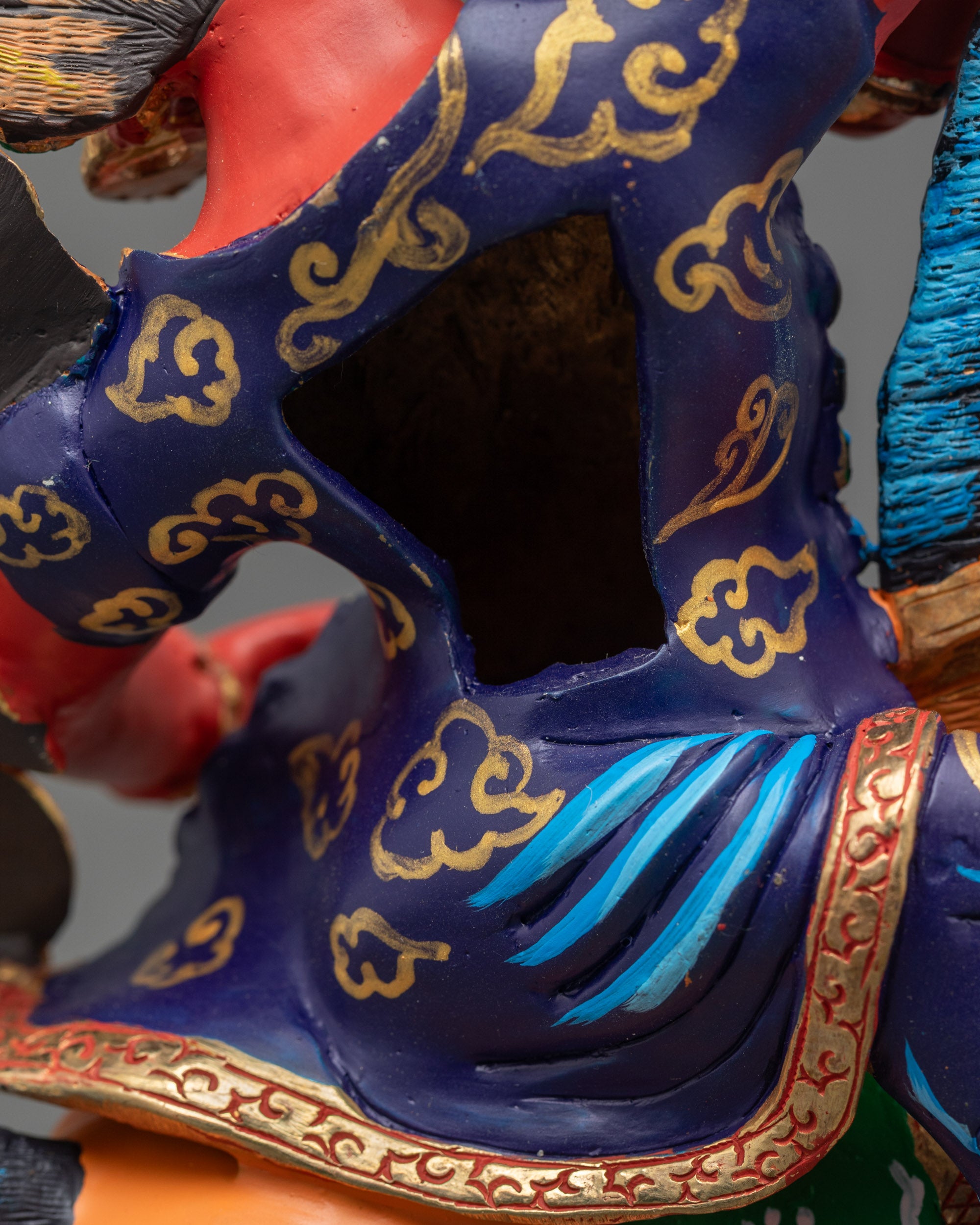 Colored Tsengo Rolpa Chudan Statue | Himalayan Protector Sculpture
