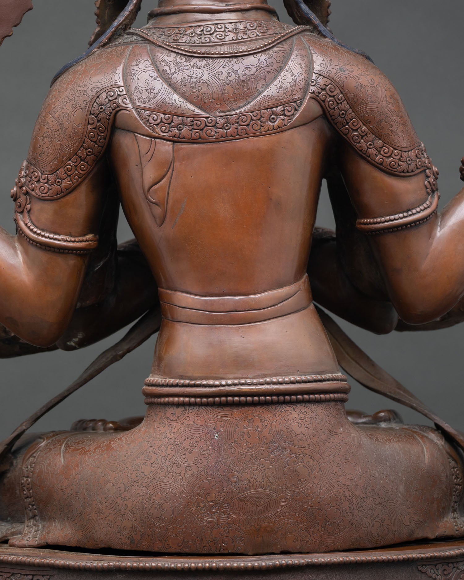 Four-Armed Chenrezig Statue | Oxidized Copper Sculpture