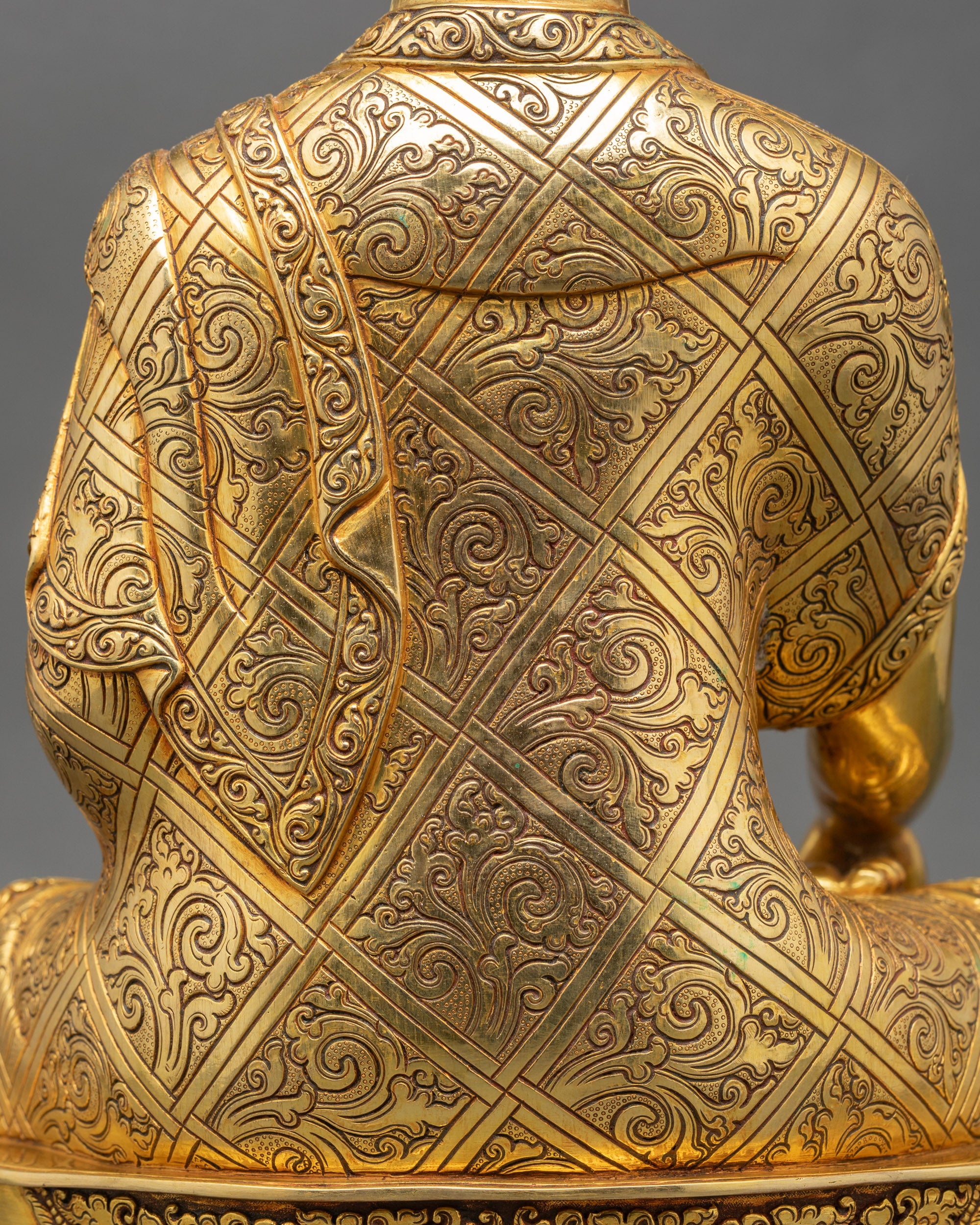 Serene Shakyamuni Buddha Statue | Handmade Gold Fire-Gilded Copper Art