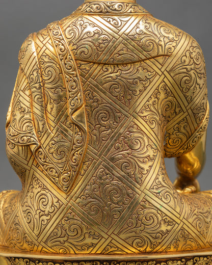 Serene Shakyamuni Buddha Statue | Handmade Gold Fire-Gilded Copper Art