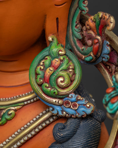 Hand-Painted Manjushri Statue in Lalitasana – Bodhisattva of Wisdom