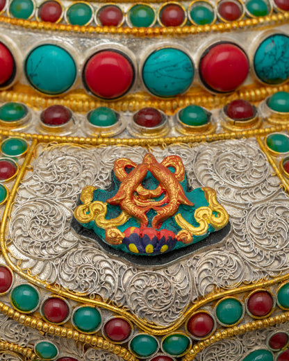 Silver & Gold-Plated Himalayan Vase | Spiritual Offering Art Nepal