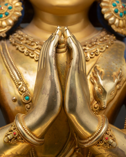 31 Inch Tall Chenrezig Statue | Handmade Large-Size Buddhist Sculpture