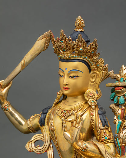 Manjushri Statue – Himalayan Spiritual Sculpture from Nepal