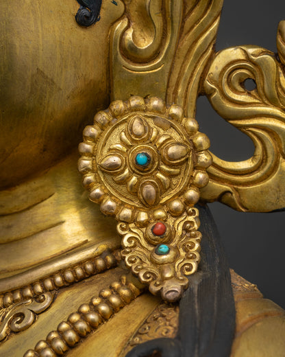 Green Tara Statue | Fully Gold Fire-Gilded Copper Sculpture