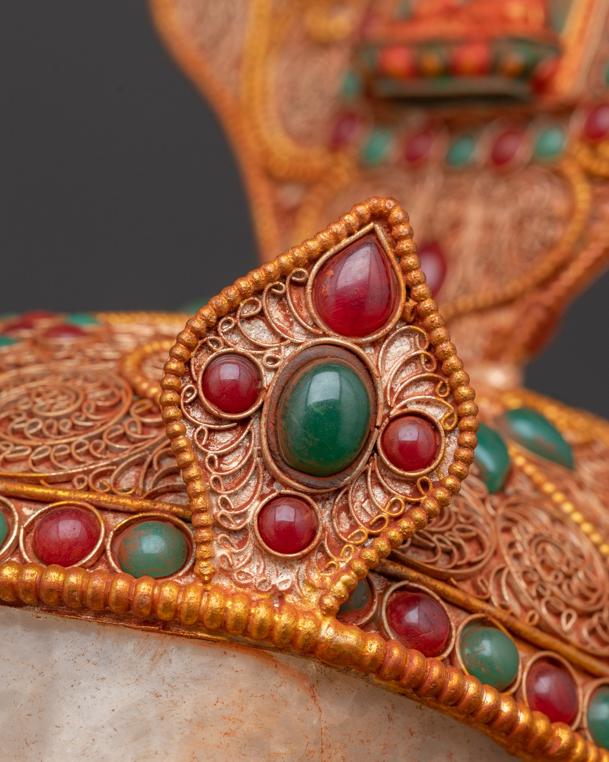 Jeweled Skull Head | Handmade Decor Himalayan Ritual Art Nepal