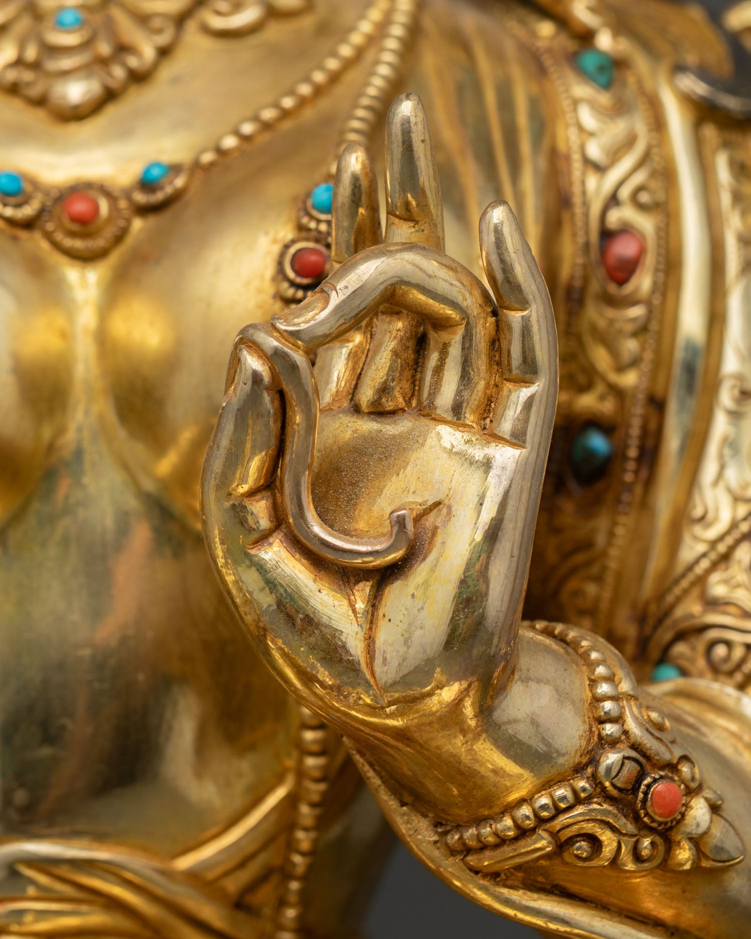 Green Tara Statue | 24K Gold Gilded Copper Buddhist Art