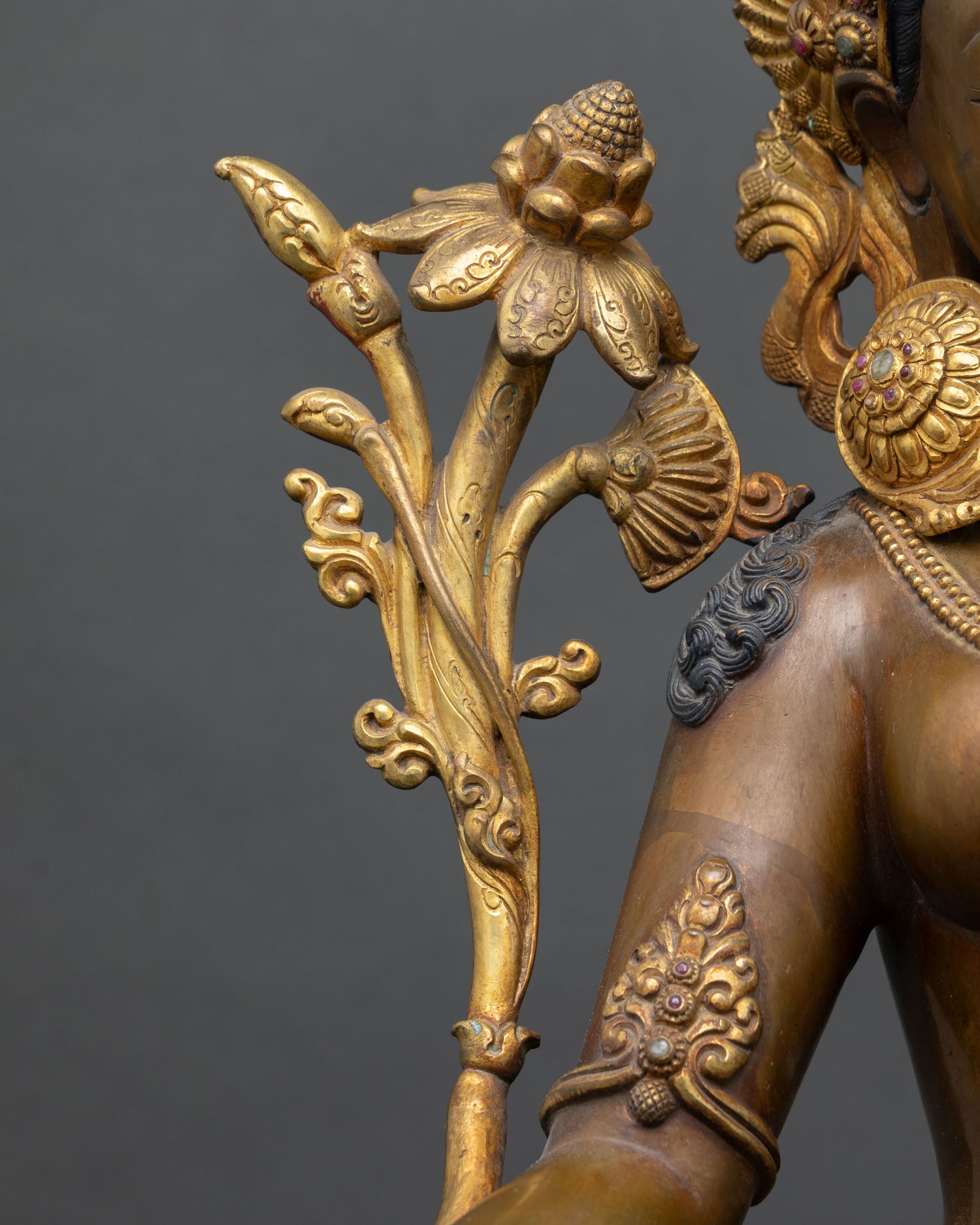 Green Tara Statue for Sale – Copper & Gold Buddhist Artwork
