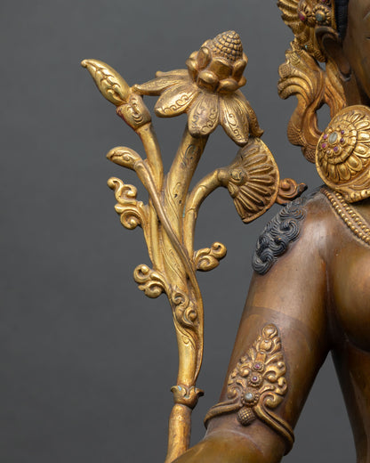 Green Tara Statue for Sale – Copper & Gold Buddhist Artwork