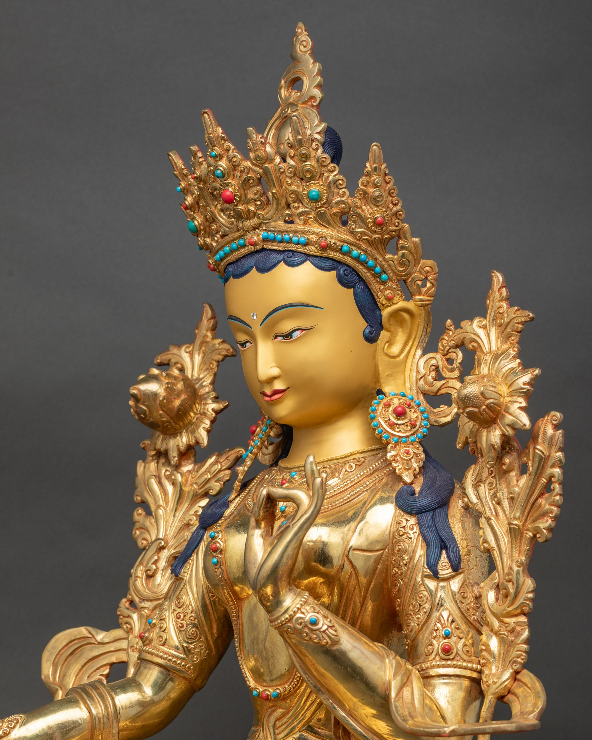 Sacred Green Tara Sculpture from Nepal | Traditional Nepalese Artwork