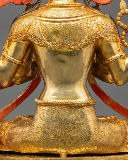 Sacred Chenrezig Statue | Four-Armed Avalokiteshvara Art from Nepal